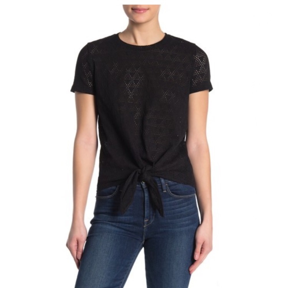 Madewell Modern Geometric Eyelet Black T-Shirt